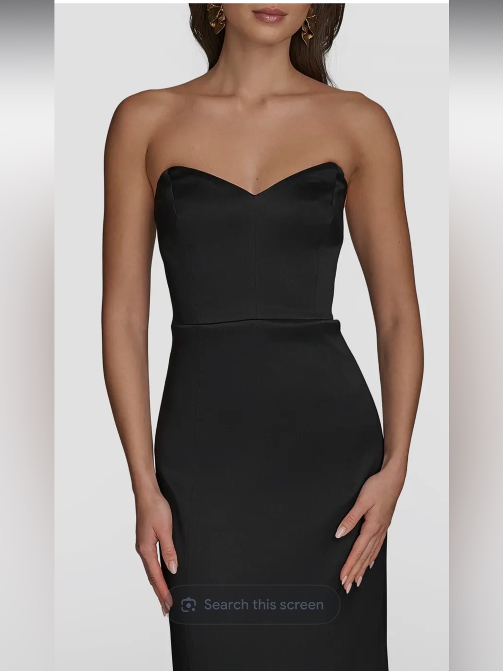 Lbd Badgley Mischka Strapless Black Satin Knee Length Cocktail Dress Sz 6
